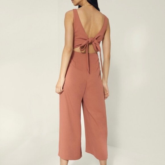 Aritzia Wilfred Ecoulement Jumpsuit Tie Back Brown Rust Size 8 - Picture 3 of 8